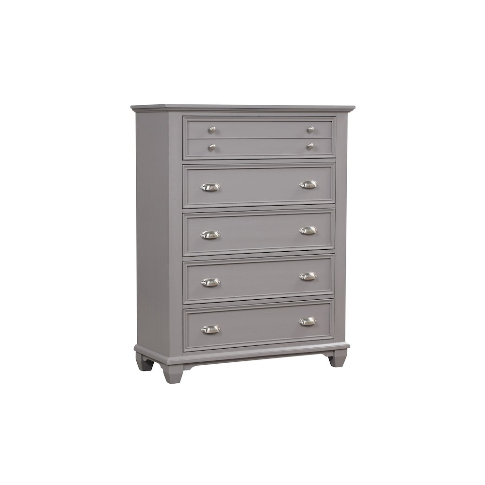 Jamestown Wood 5-Drawer Chest, Gray. Picture 1