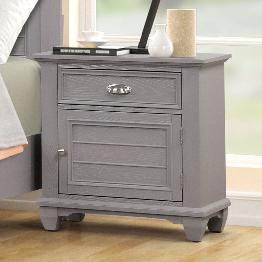 Jamestown Wood 1-Drawer Nightstand, Gray. Picture 2