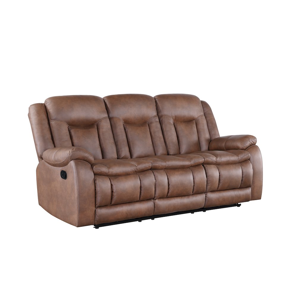 Morello Fabric Sofa with Dual Recliners, Brown. Picture 1