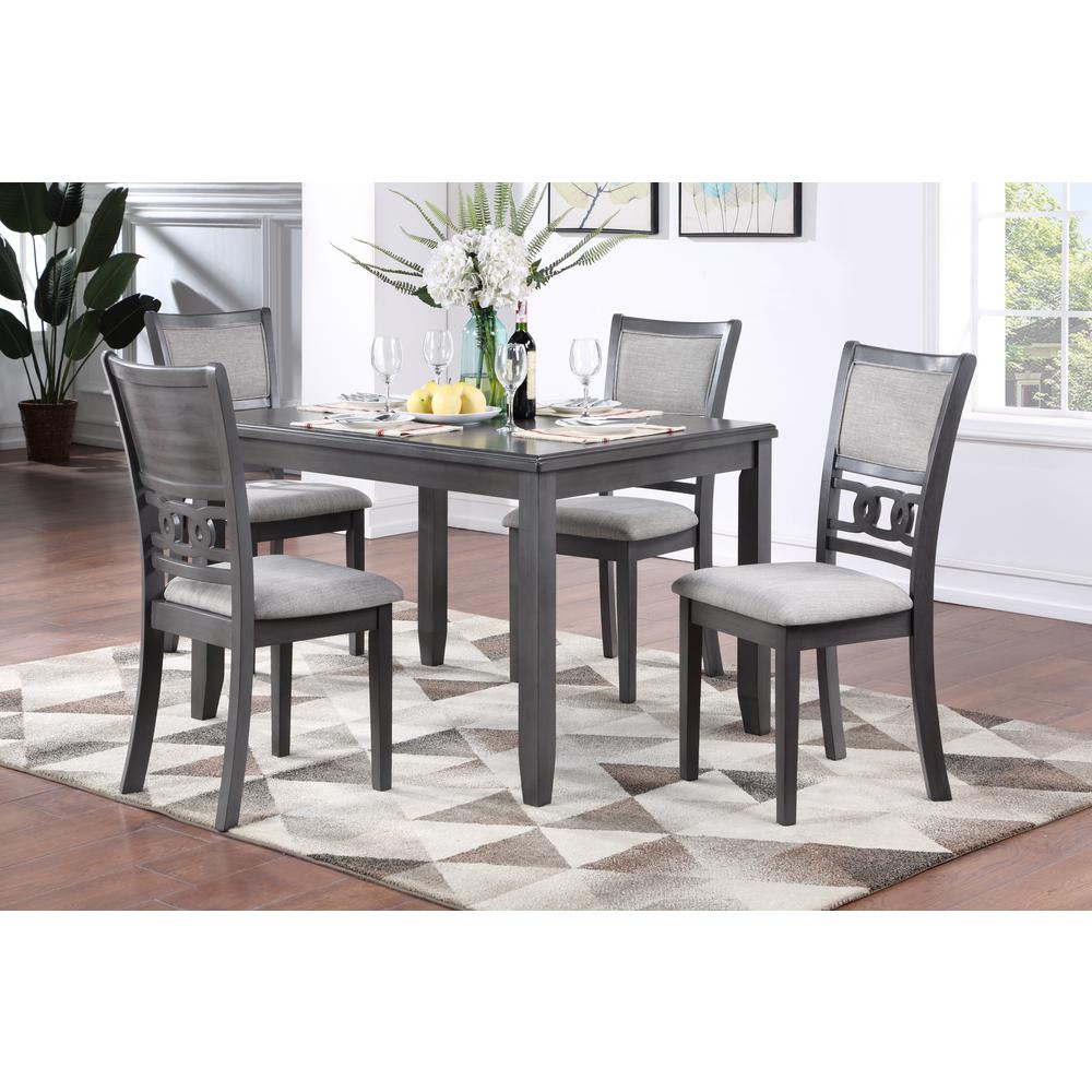 Gia 5-Piece 48" Wood Rectangular Dining Set with 4 Chairs in Gray. Picture 2
