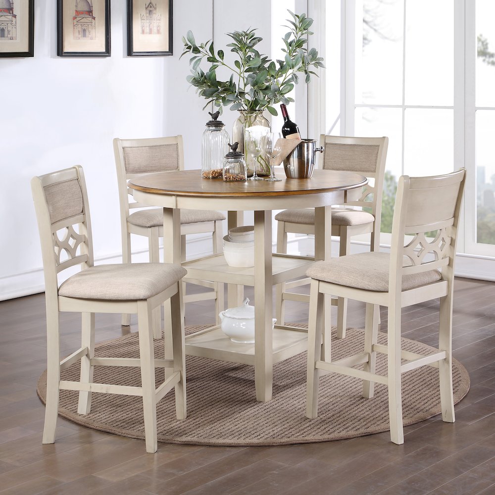 Furniture Mitchell 5-Piece Solid Wood Counter Set in Brown. Picture 2