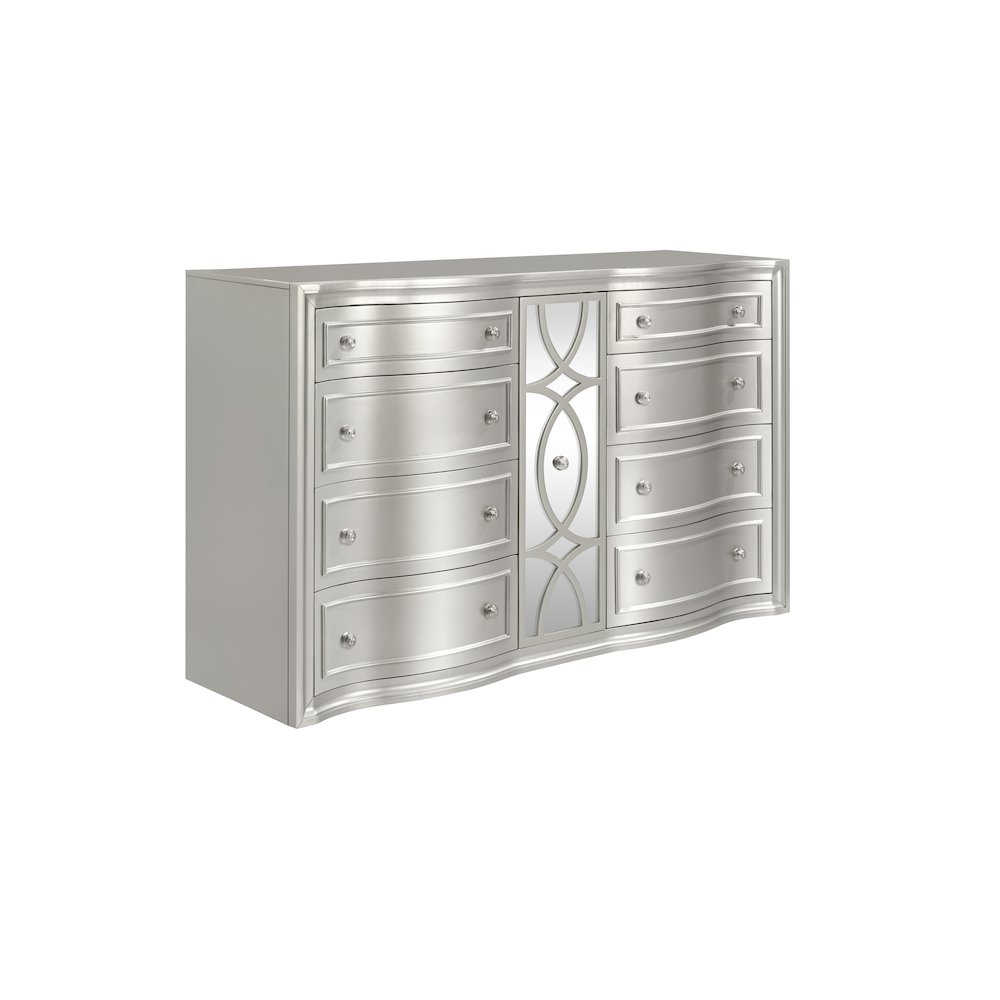 Reflections Wood 8-Drawer Dresser, Silver. Picture 1
