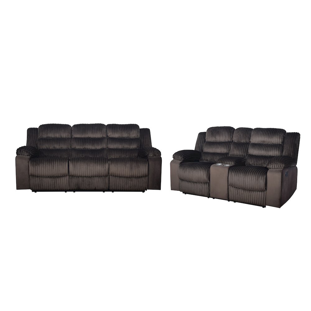 Willow 2-Piece Wood & Fabric Living Room Set in Brown. Picture 1