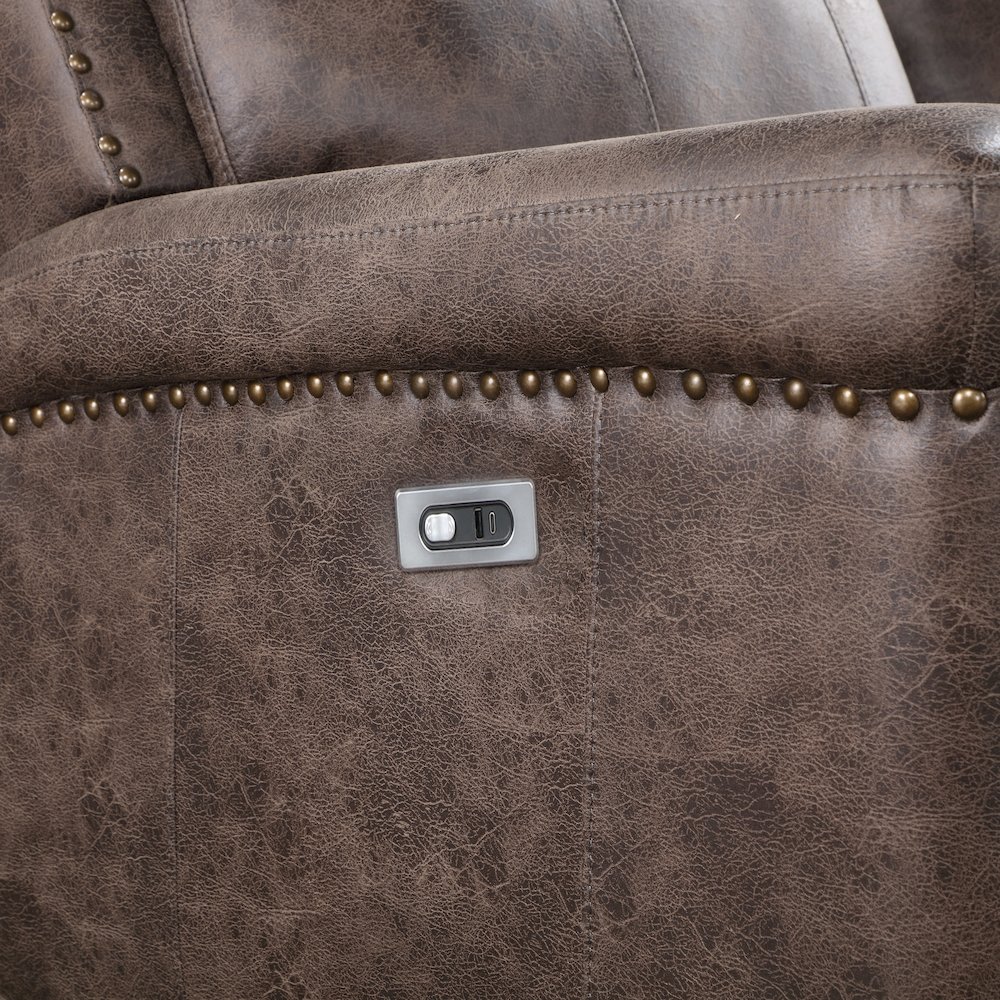 Quade 2-Piece Fabric Upholstered Power Sofa And Loveseat Set, Mocha Brown. Picture 16