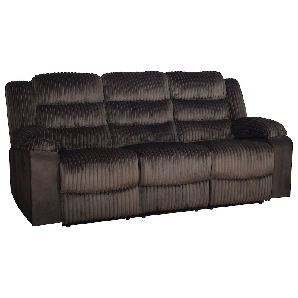 Willow Wood & Fabric Sofa with Dual Recliner in Brown. Picture 1