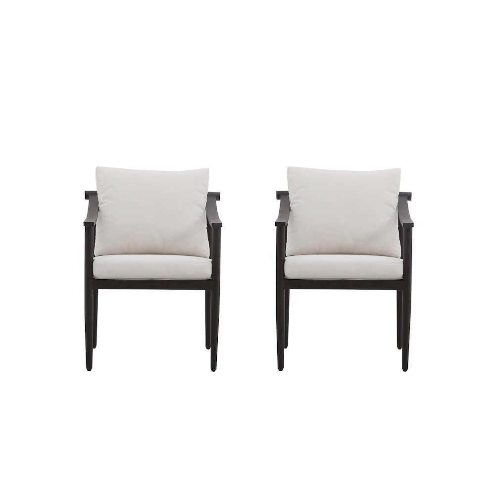 Moana Metal Patio Side Chair in Brown/Ivory (Set of 2). Picture 1