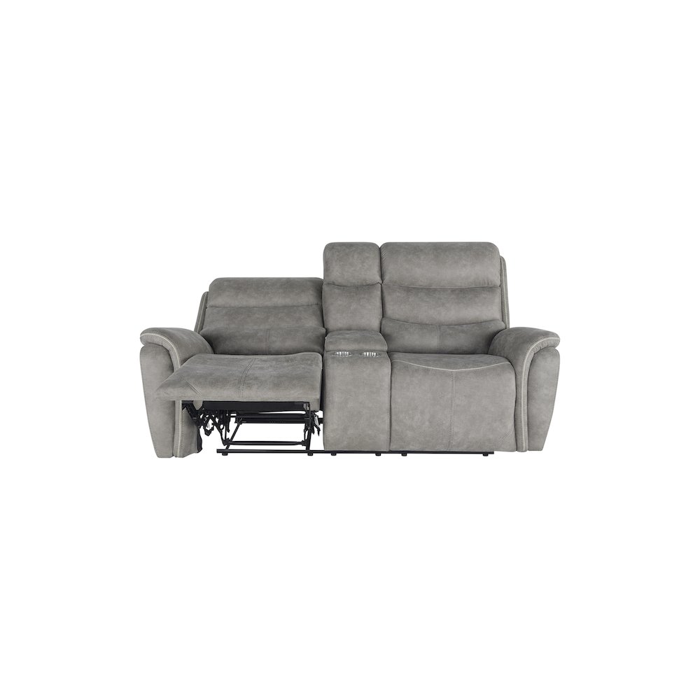 Kamari Console Loveseat W/ Dual Recliners-Gray. Picture 6