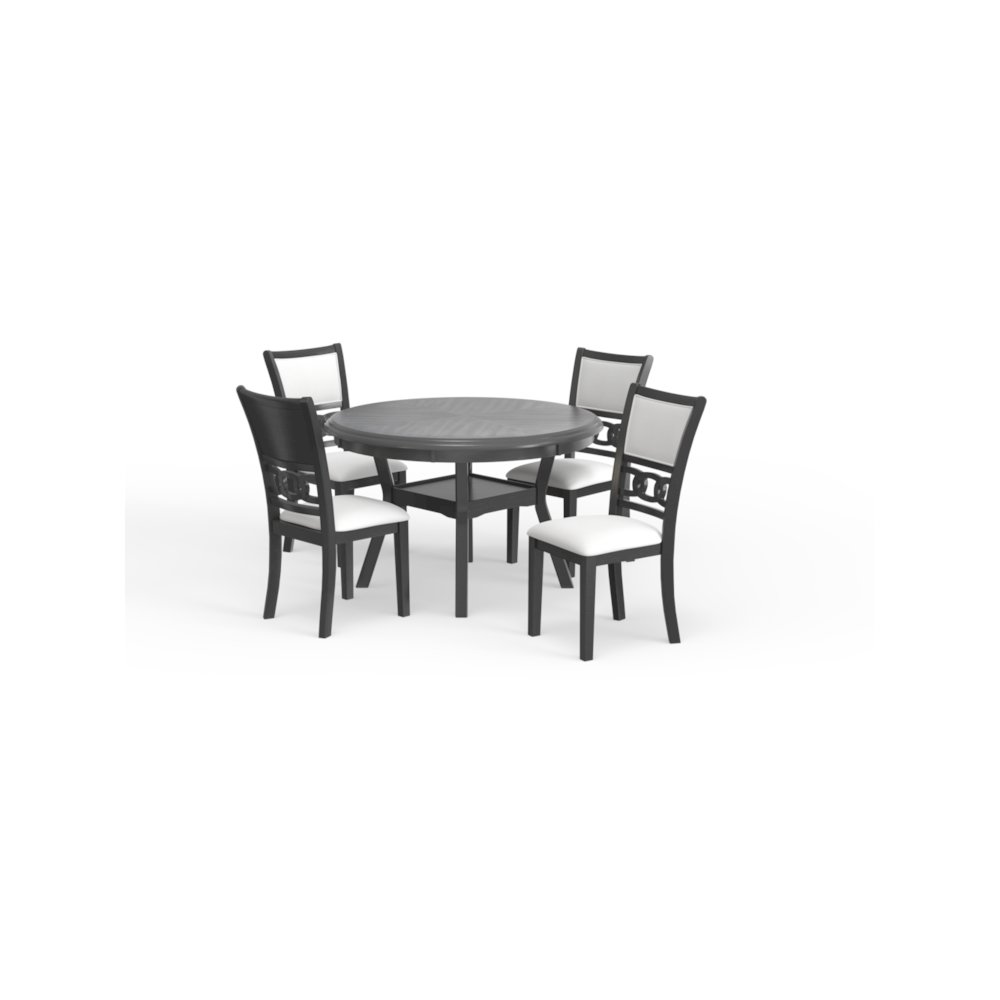 Gia 5-Piece 47" Wood Round Dining Set, Gray. Picture 1