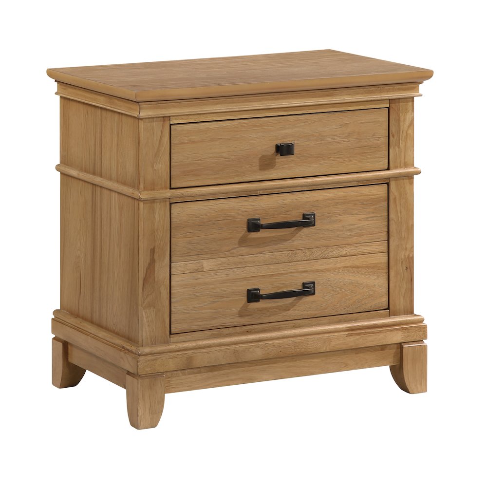 Sunstone Wood 3-Drawer Nightstand in Honey. Picture 2