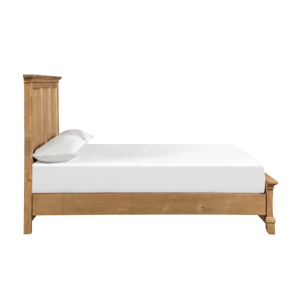 Sunstone Wood King Panel Bed in Honey Brown. Picture 4