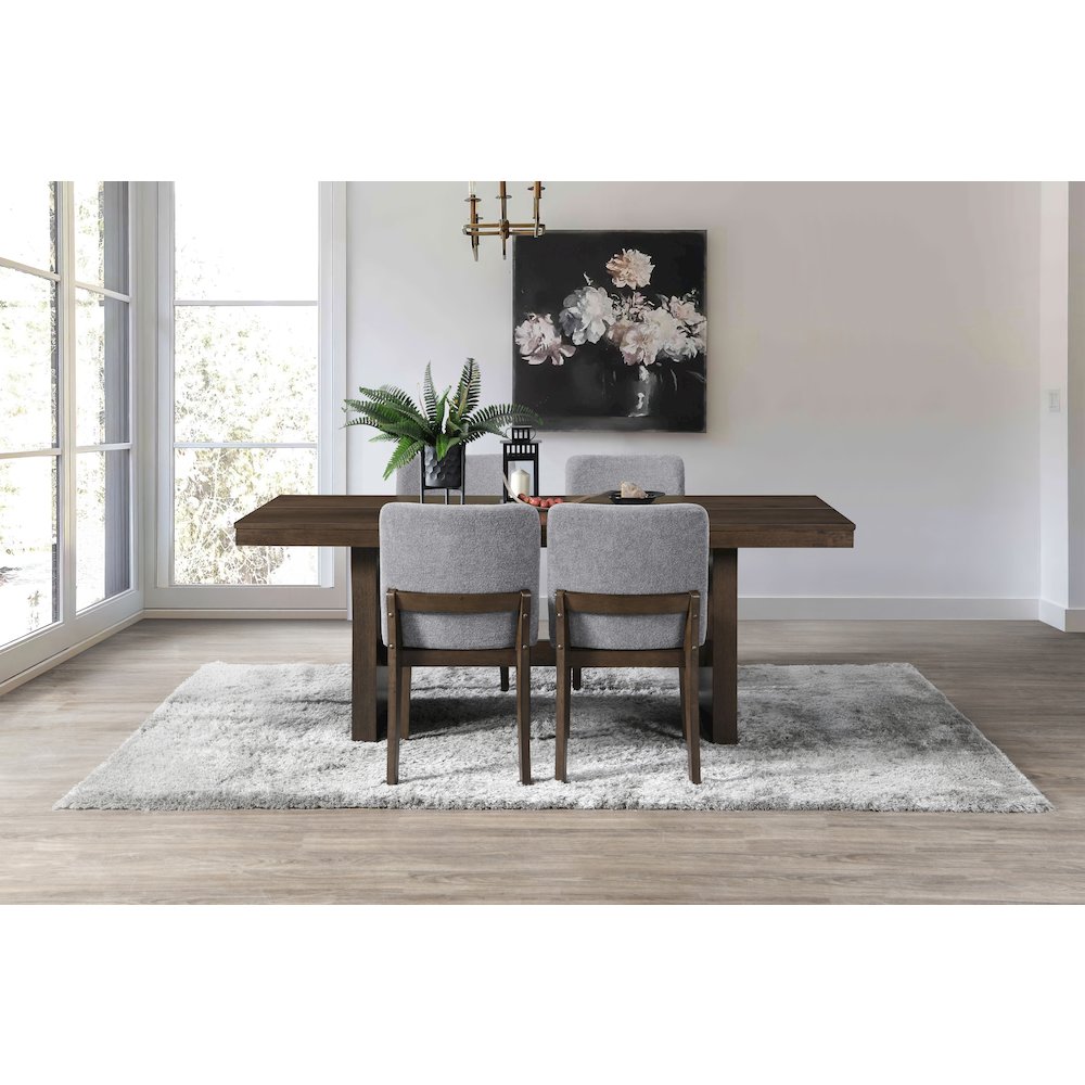 Kody 5-Piece Wood Dining Table Set in Walnut/Gray. Picture 14