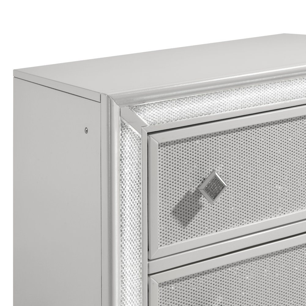 Stardust Wood 2-Drawer Nightstand, White. Picture 6