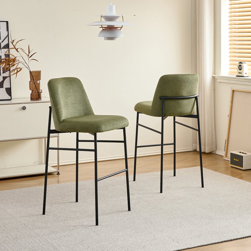 Erik Metal & Fabric Bar Chair (Set of 2), Green. Picture 2
