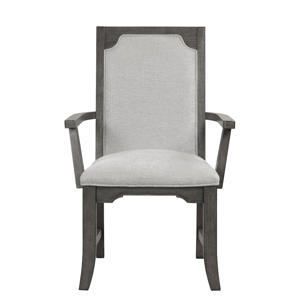 New Classic Furniture Lisbon Wood Dining Arm Chair in Gray (Set of 2). Picture 3