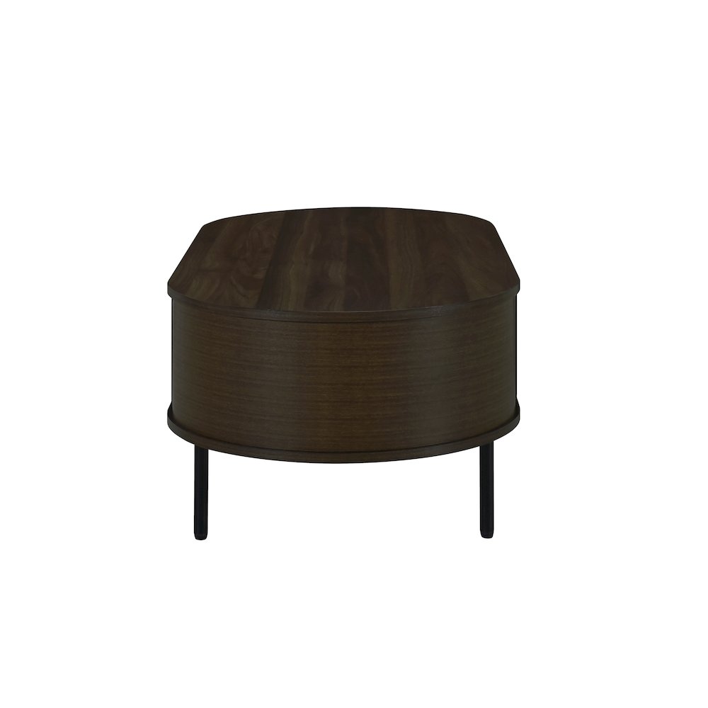 Brax 47.25 in. Walnut Oval Wood Coffee Table. Picture 3