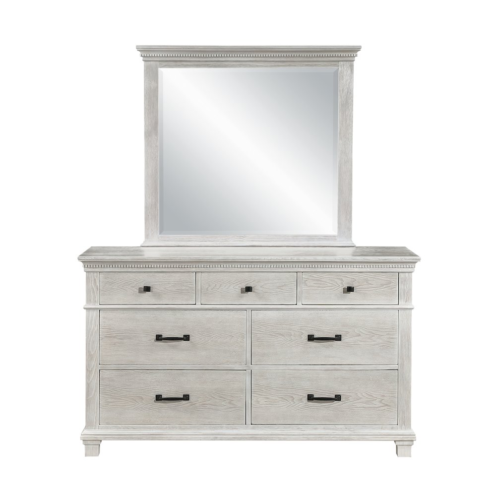 Silver Sands 2-Piece Wood Dresser and Mirror Set in Gray. Picture 1