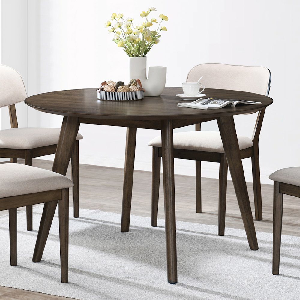 Rex 48" Wood Round Dining Table, Walnut. Picture 4
