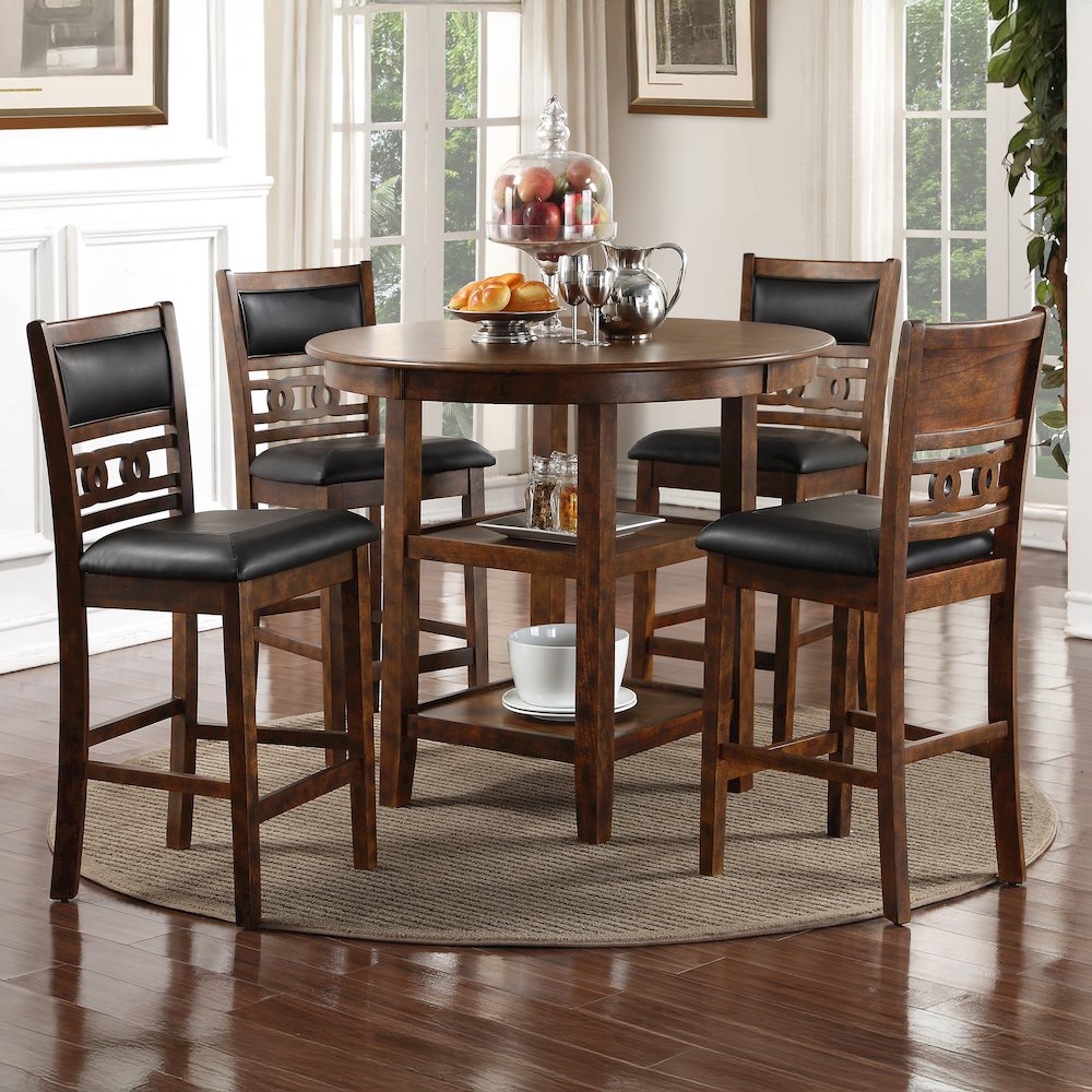 Gia 5-Piece Transitional Wood Dining Set in Brown. Picture 14