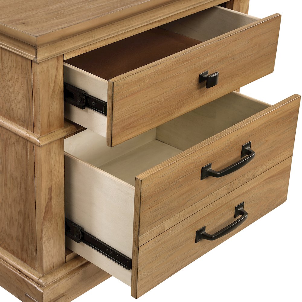 Sunstone Wood 3-Drawer Nightstand in Honey. Picture 6
