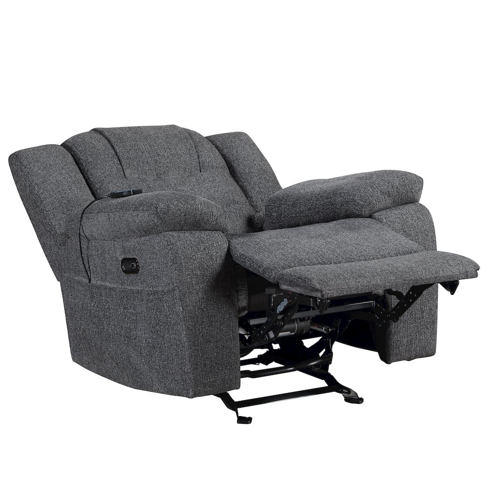 Redondo Chenille Glider Recliner with Power in Dark Gray. Picture 4