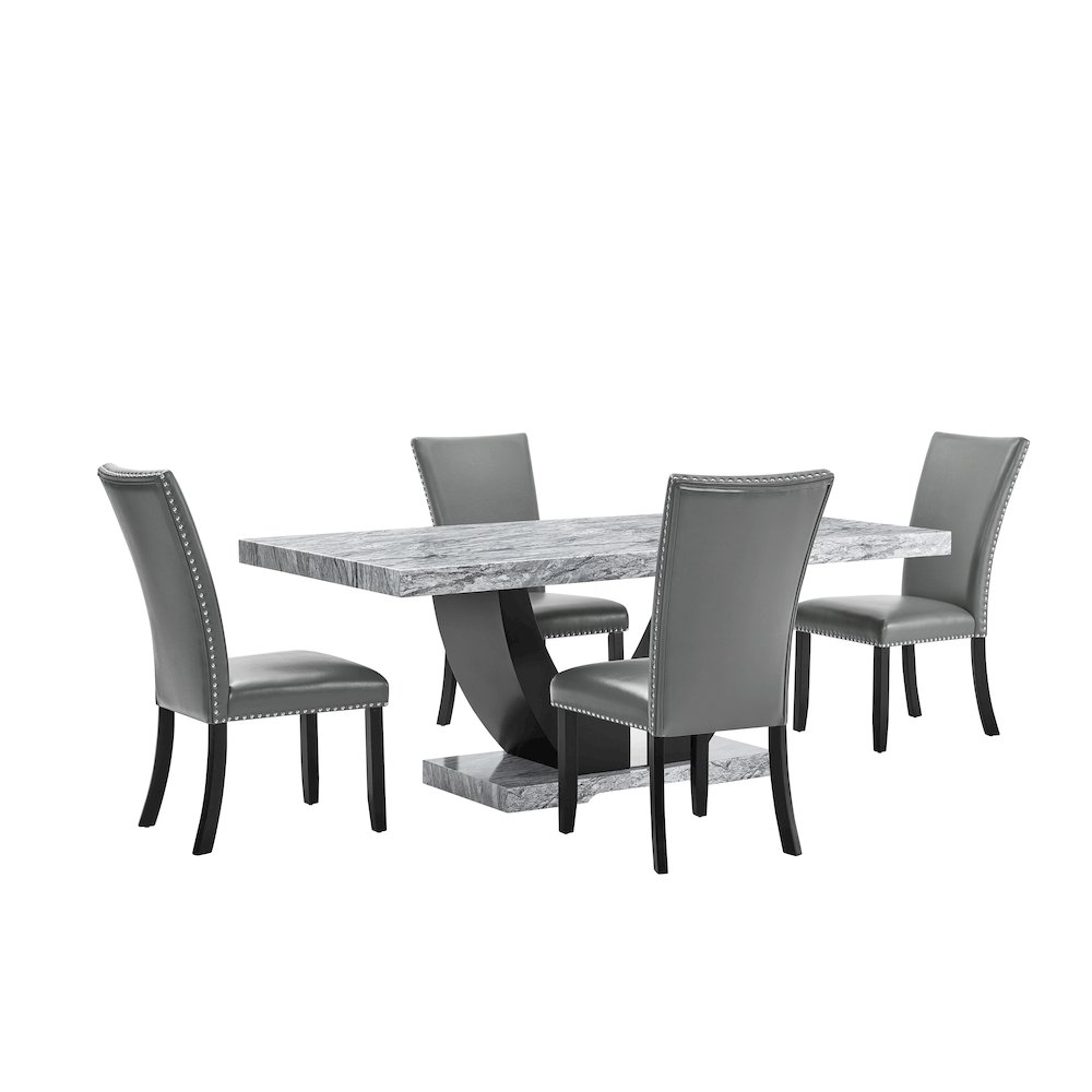 Lyra 5-Piece Wood Dining Table Set, Gray. Picture 3