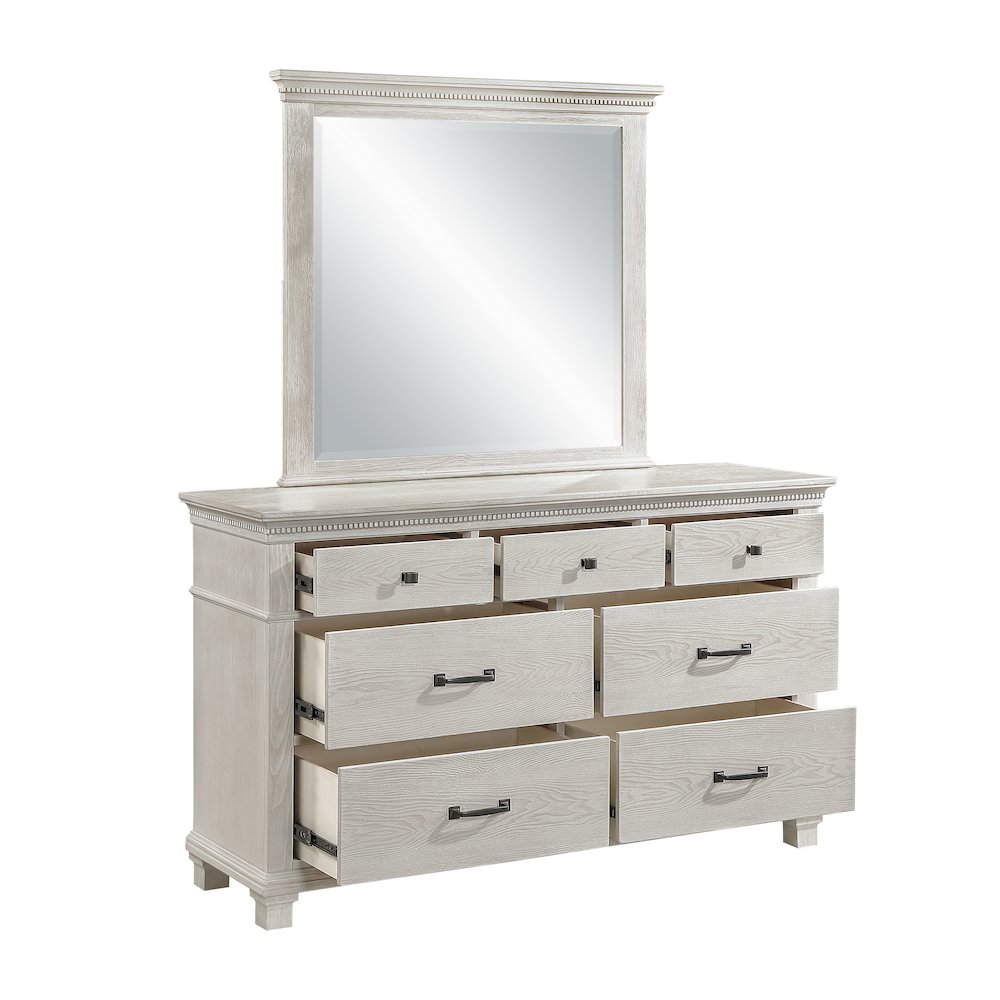 Silver Sands 2-Piece Wood Dresser and Mirror Set in Gray. Picture 3