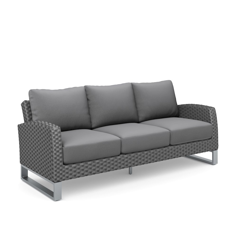 Fiji 2 Pc Sofa And Slat Top Coffee Table Set-Gray. Picture 1