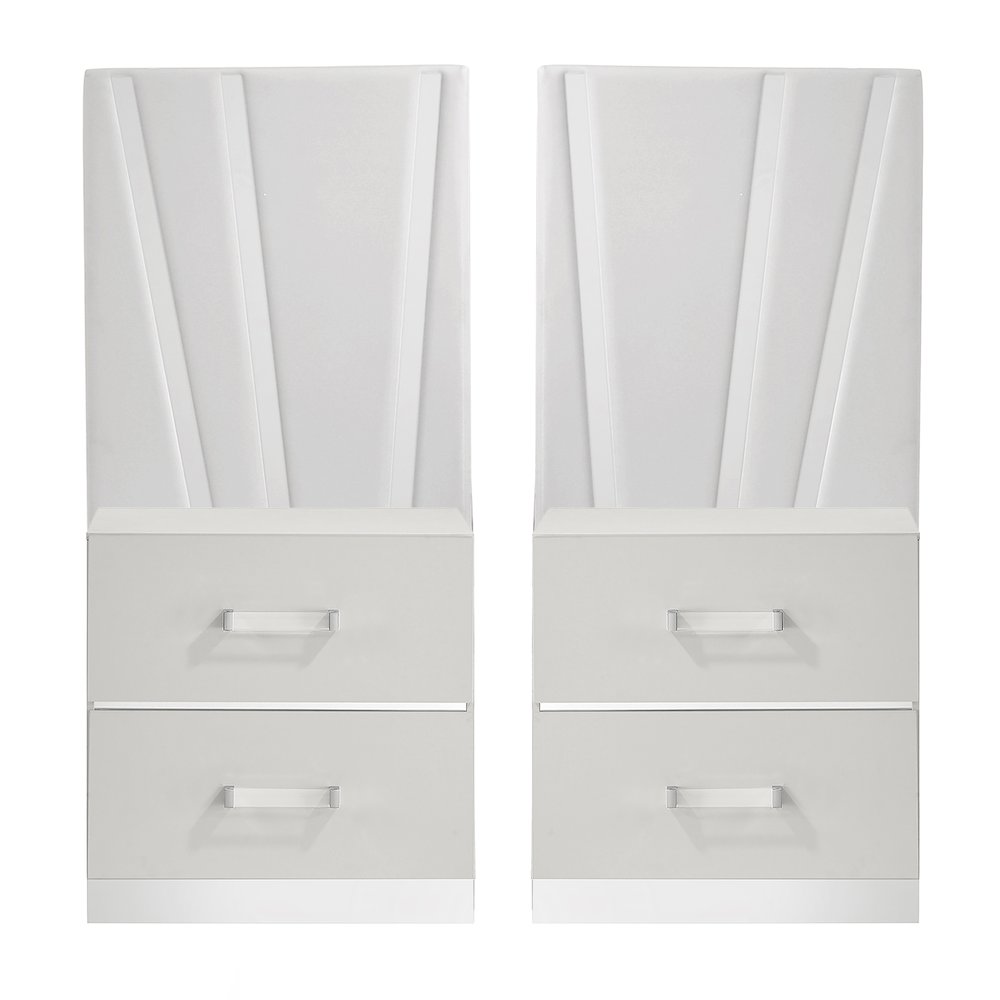 Europa Wood 2 Nightstand with Panels, White. Picture 1