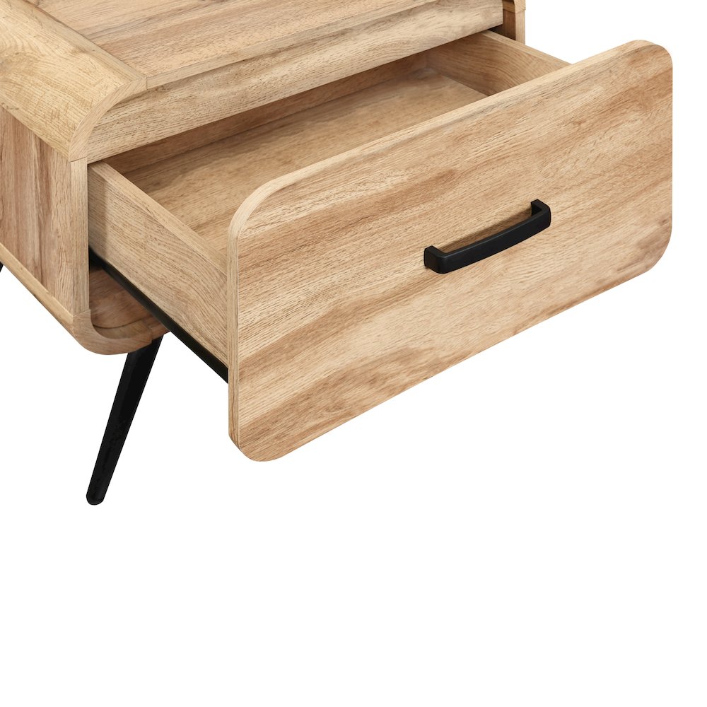 New Classic Furniture Rowan Wood 1-Drawer End Table in Natural/Beige (Set of 2). Picture 11