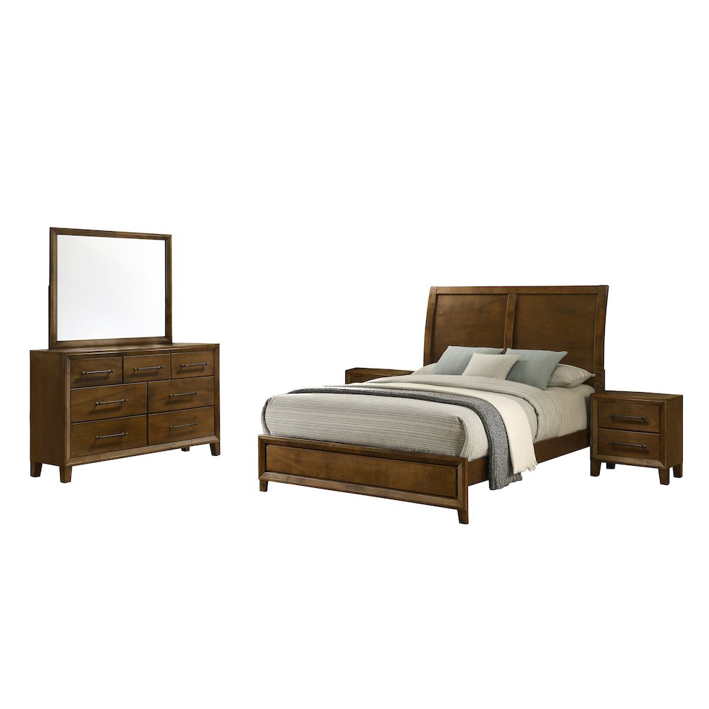 Ballard 5-Piece Wood Queen Bedroom Set in Walnut. Picture 1