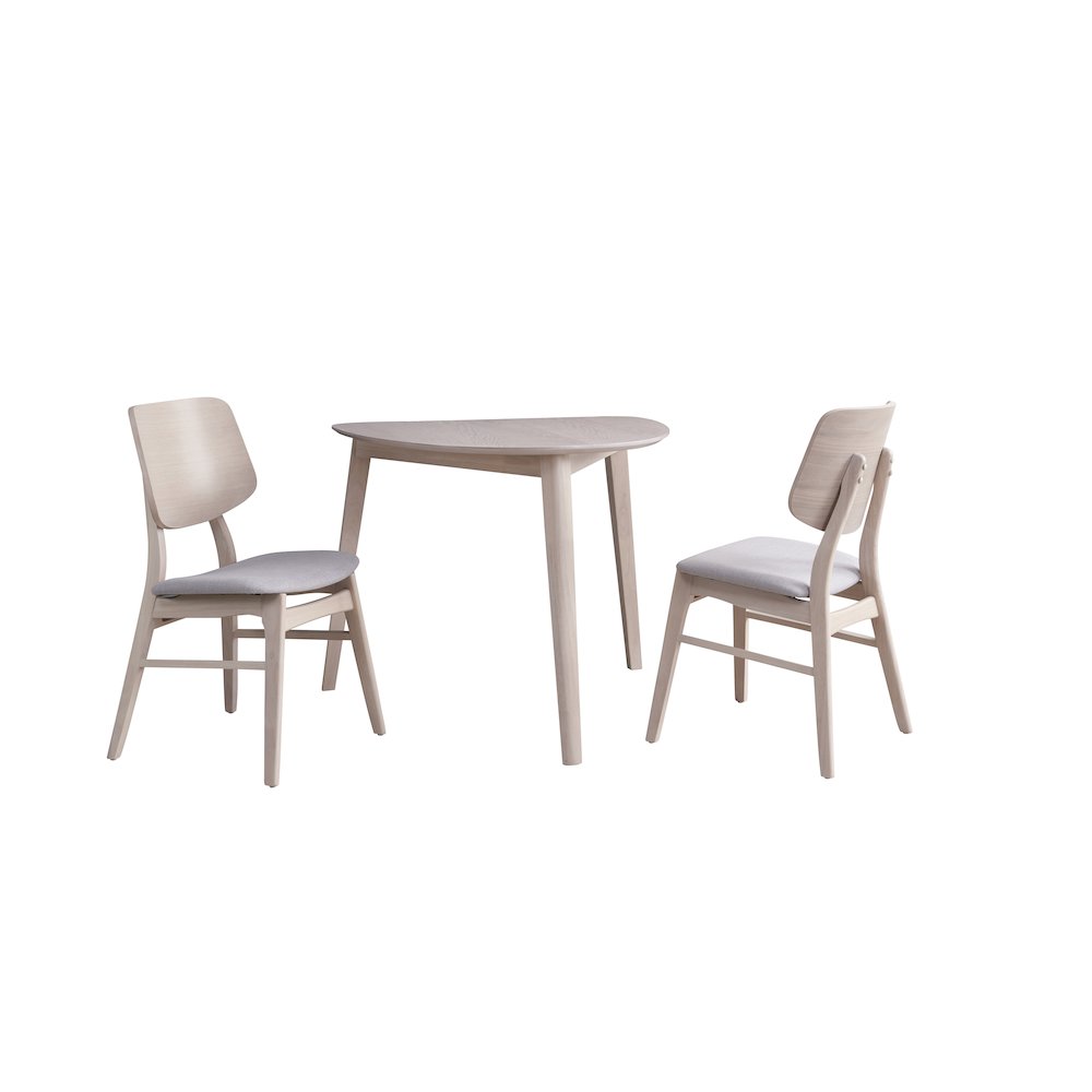 Oscar 3-piece Wood Dining Set, White Ash. Picture 1