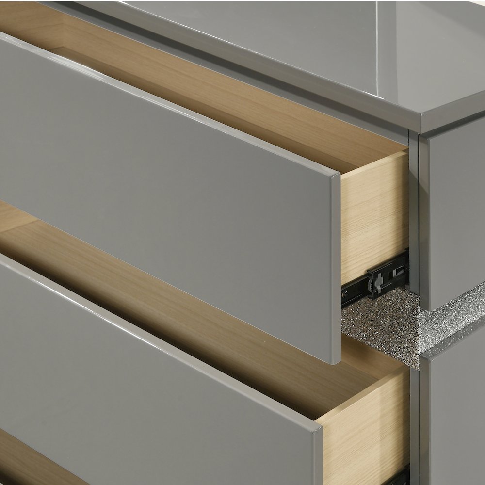 Paradox Glam Wood 6-Drawer Dresser, Gray. Picture 4