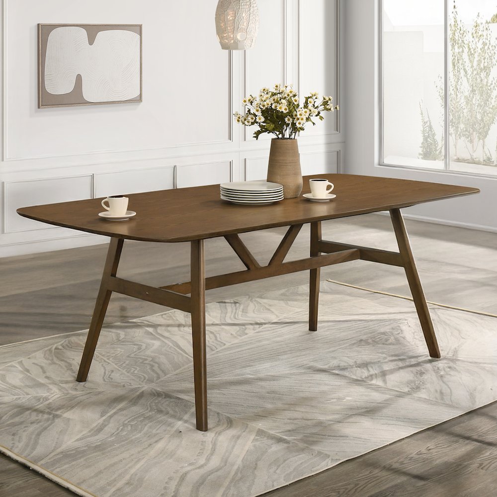 Miller 78" Wood Rectangular Dining Table in Walnut. Picture 2