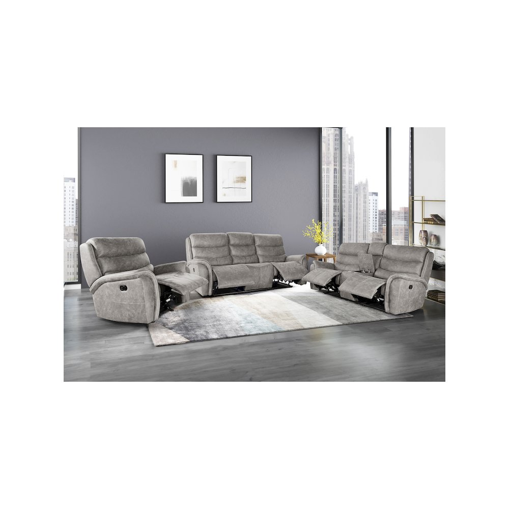 Kamari Console Loveseat W/ Dual Recliners-Gray. Picture 8