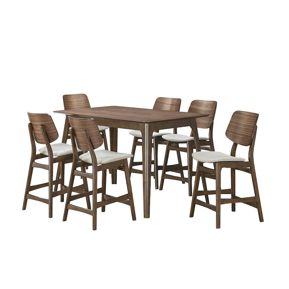 Oscar 7-piece Wood Counter Dining Set in Walnut. Picture 1