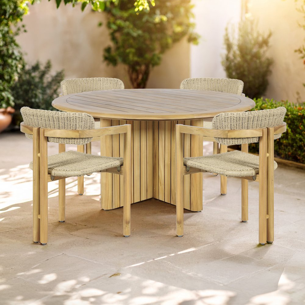 Sedona 5-Piece Wood Outdoor Dining Set in Natural. Picture 2