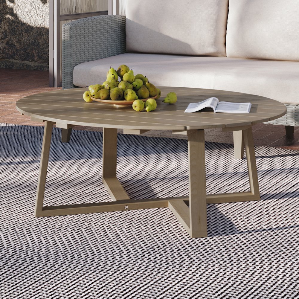 Carezza Wood Patio Coffee Table, Natural. Picture 5