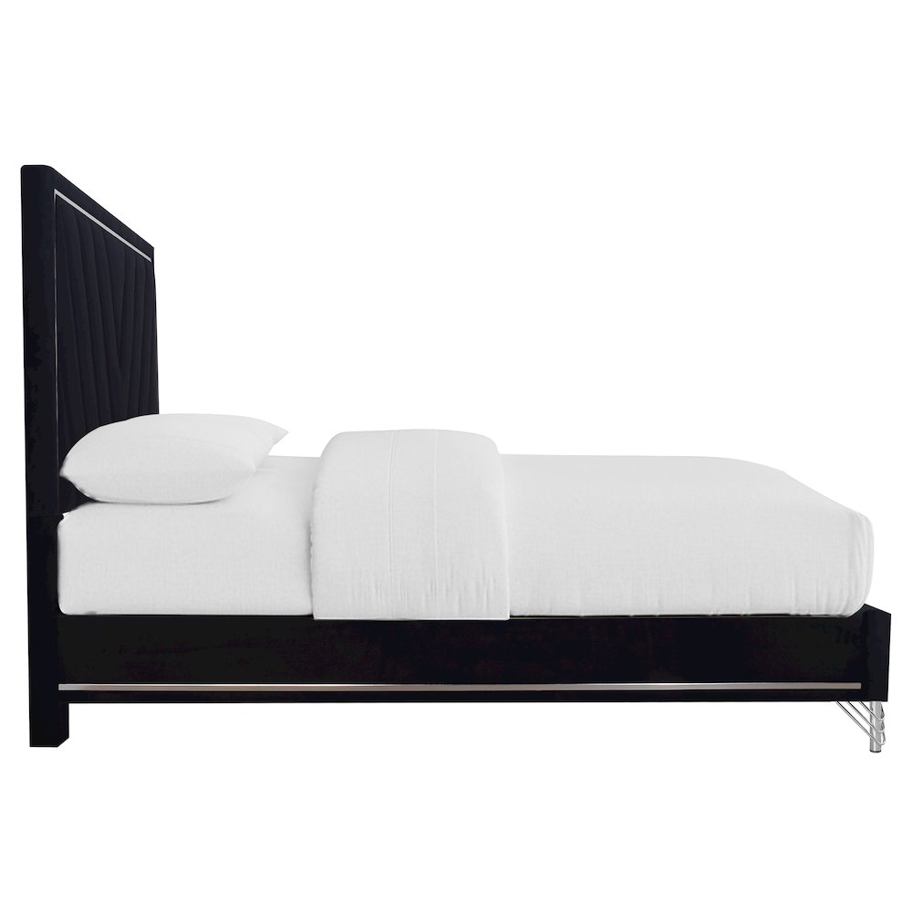 Ava Wood/Polyester King Panel Bed in Ebony Black. Picture 4