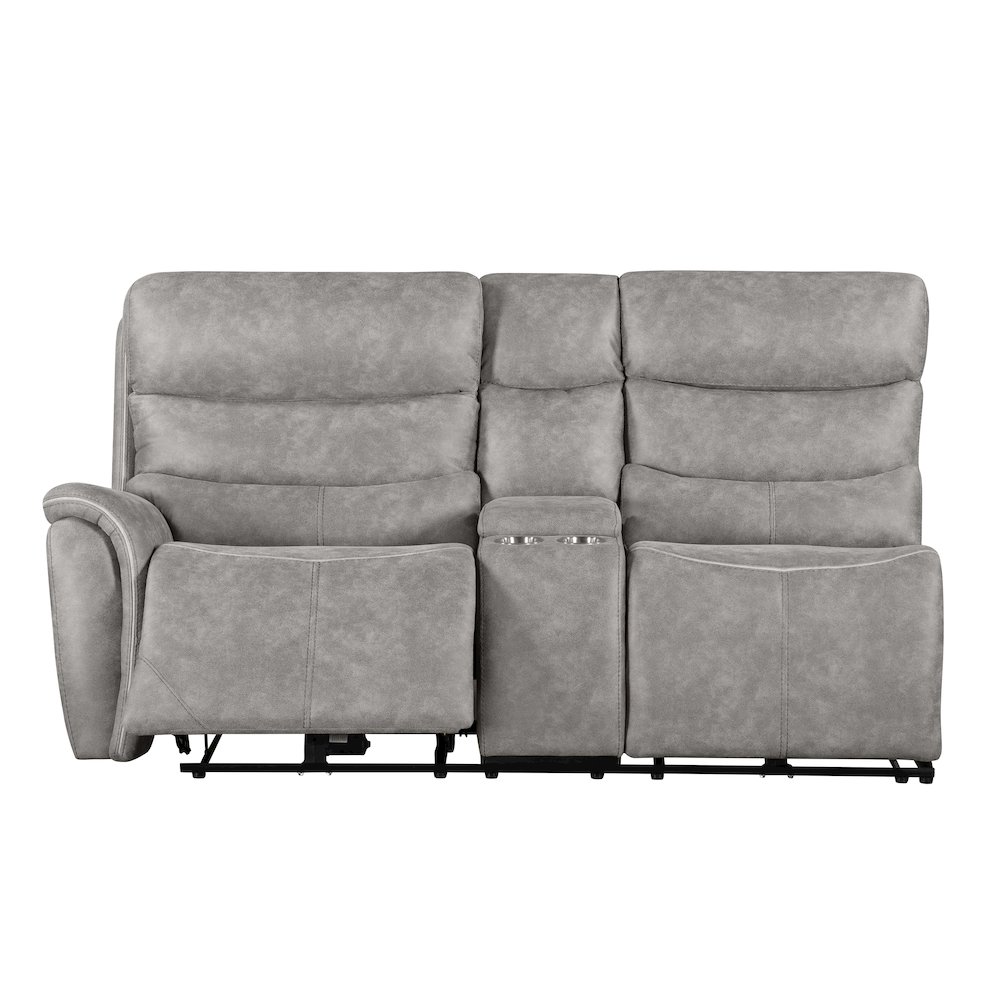 Kamari 3-Piece Polyester Fabric Power Sectional Set, Gray. Picture 15