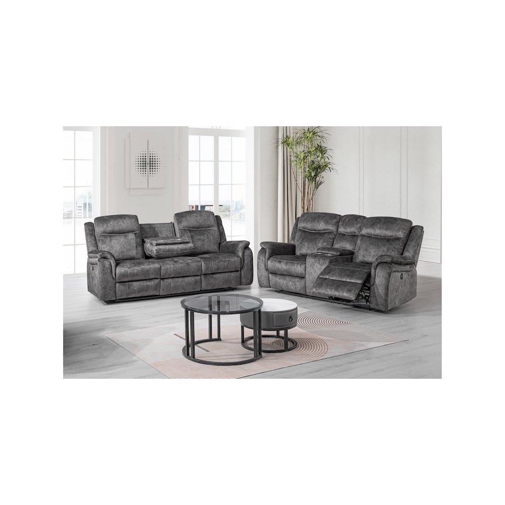 Park City 2-Piece Fabric Power Living Room Set, Slate. Picture 12