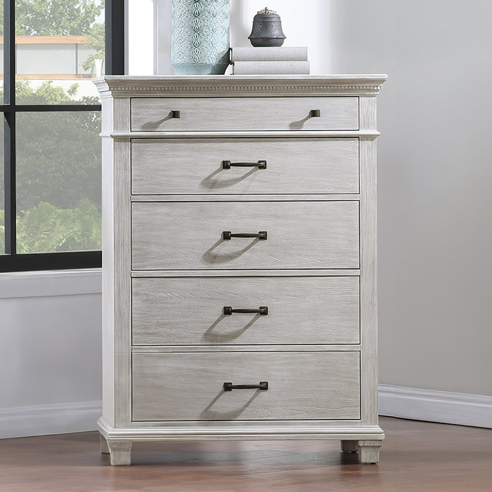 Silver Sands Wood 5-Drawer Chest in Gray. Picture 7