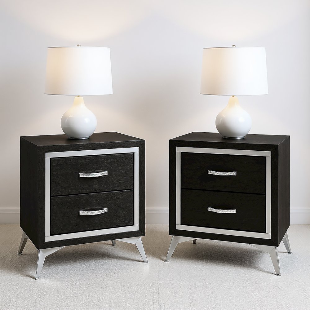 Huxley Wood Nightstand in Black (Set of 2). Picture 6