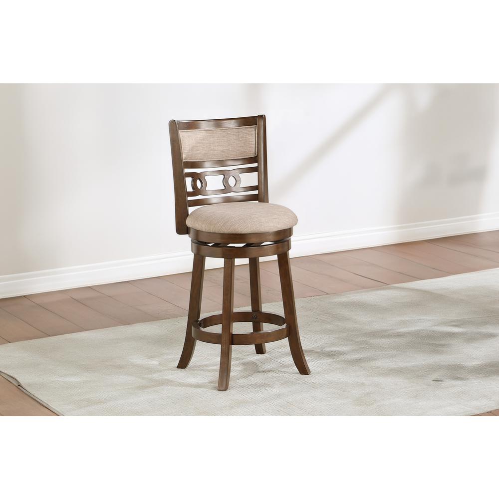 Gia 24" Solid Wood Swivel Counter Stool with Fabric Seat in Cherry. Picture 6