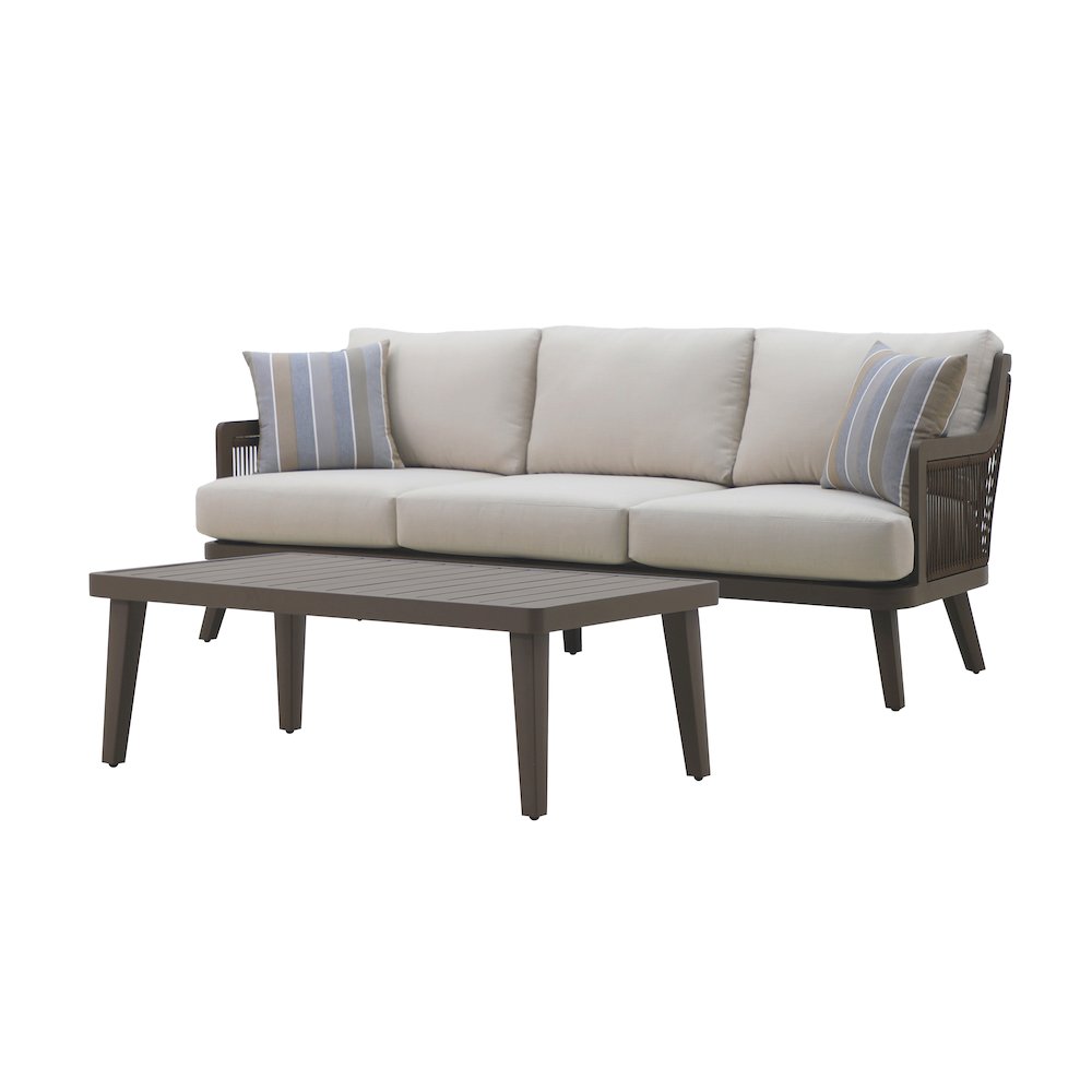 Genova 2-Piece Metal & Wicker Patio Set in Brown/Gray. Picture 1