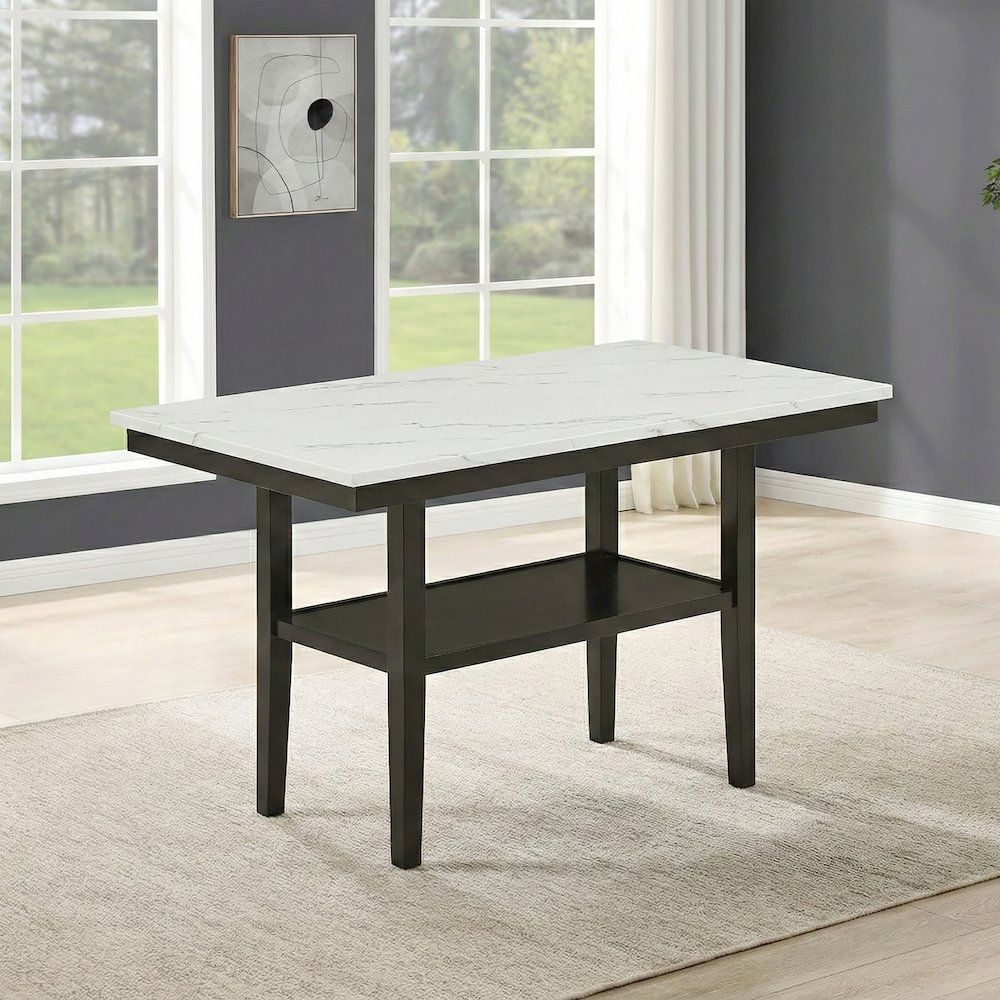 Carissa Wood Rect Counter Table w Storage Shelf in White. Picture 2