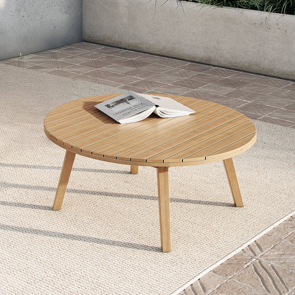 Wesley Wood Patio Coffee Table in Natural. Picture 4