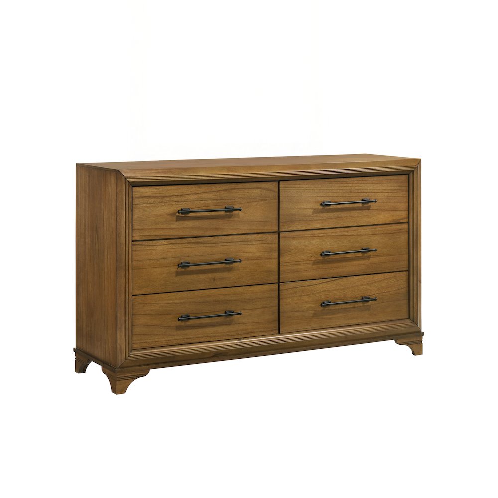 Talcott Wood 6-Drawer Dresser in Honey/Brown. Picture 1