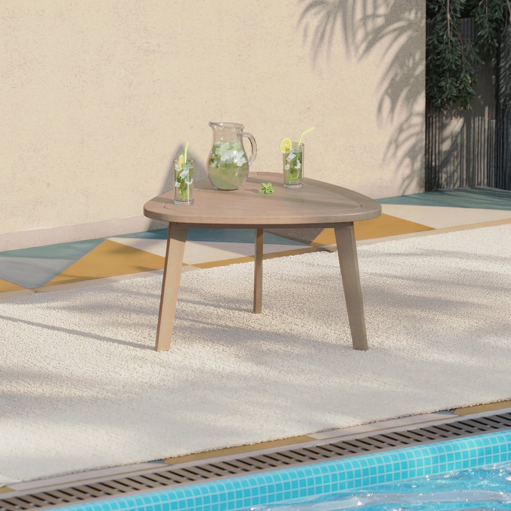 Radius Wood Patio End Table in Natural. Picture 5