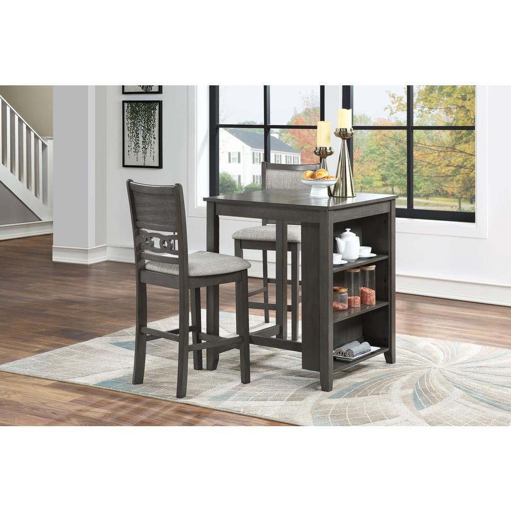 Furniture Gia Solid Wood Counter Table 2 Chairs in Gray. Picture 13