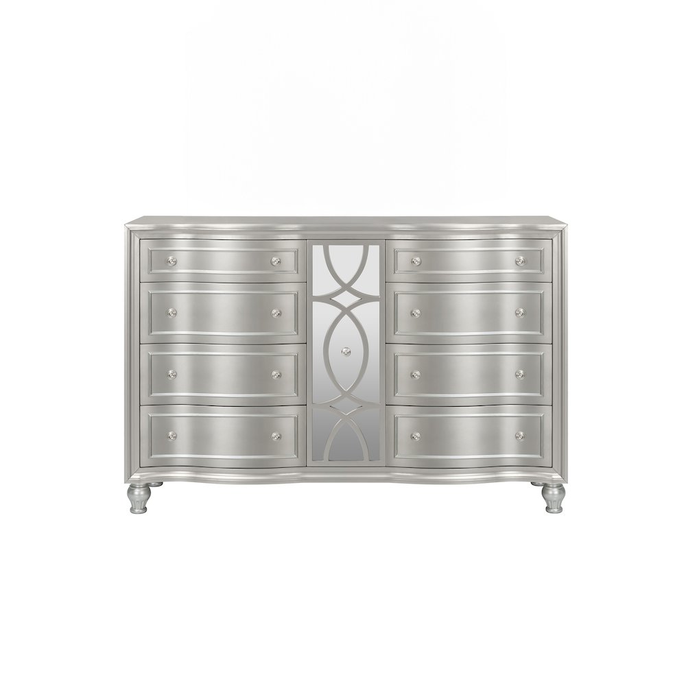 Reflections Wood 8-Drawer Dresser, Silver. Picture 2
